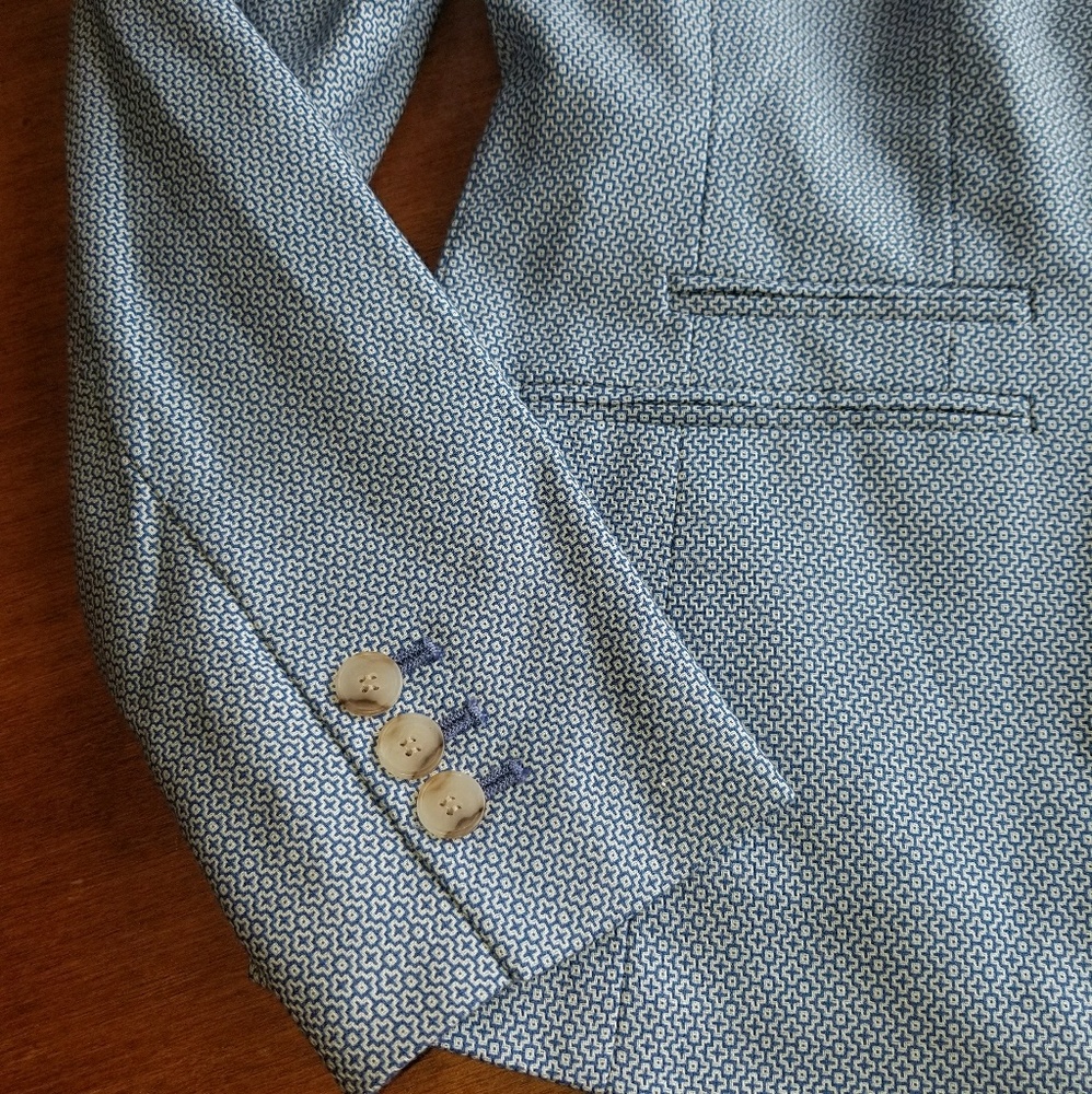 Talbots Blue & White Print Patterned Blazer - image 3